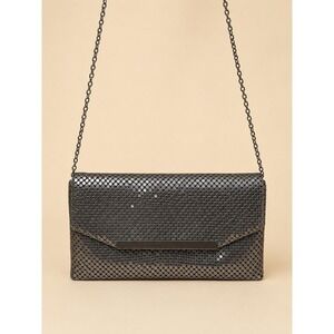 Jessica McClintock Gunmetal Mesh Evening Clutch Shoulder Bag Prom Formal Y2K 90s